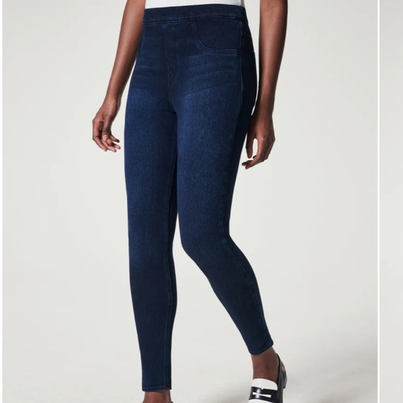 SPANX Jean-ish Legging Pants Dark Blue Denim Jeans - Picture 1 of 10